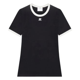 Courr&egrave;ges Dames, Tops, Zwart, Maat: XS Katoen