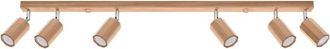Wonderlamp L&aacute;mpara de techo lineal con 6 focos de madera natural