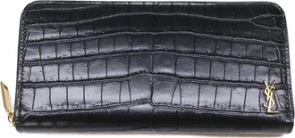 Saint Laurent Gold Black Leather Long Wallet (Bi-Fold) (Pre-Owned)