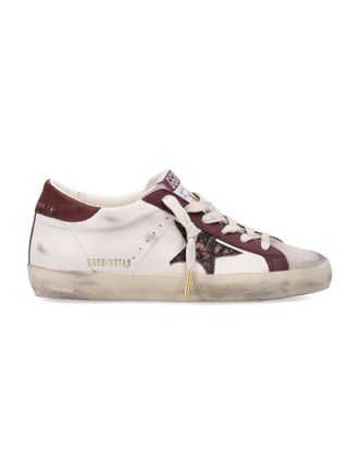 Golden Goose White Leather Burgundy Super-Star Sneakers
