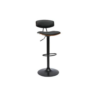 Miliboo Miliboo - Taburete De Cocina De Dise&ntilde;o Regulable Negro Con Madera Oscura Vasco