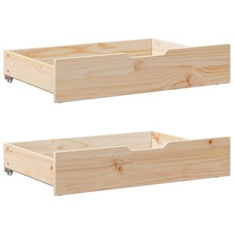 vidaXL Cajones Debajo De Cama Con Ruedas 2 Uds Madera Maciza De Pino Vidaxl