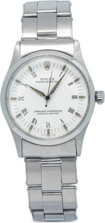 Rolex pre-owned Oyster Perpetual 34mm - men - Plastic/stainless steel - One Size - White