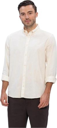 Les Deux Konrad Cotton Linen Shirt - Heren - Casual Overhemden - Beige - M - Katoen - Overhemden