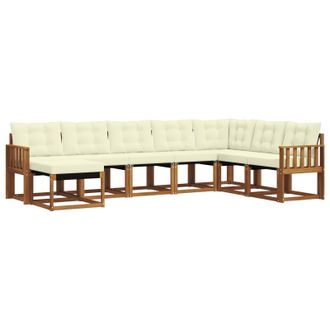 vidaXL Conjunto De Sof&aacute;s De Exterior Con Coj&iacute;n 8 Pcs Natural Y Crema Vidaxl