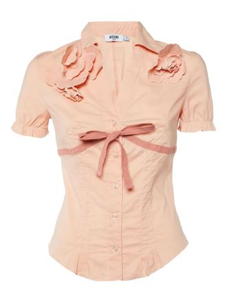 Moschino flower-appliqu&eacute; buttoned shirt - Pink