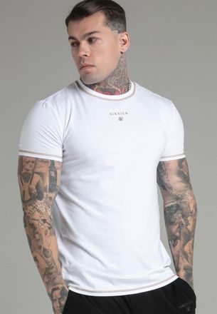 Siksilk Camiseta de ajuste muscular blanco de los hombres siksilk L