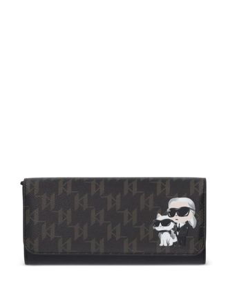 Karl Lagerfeld Portafoglio IKON con monogramma - Marrone