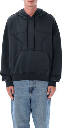 Maison Margiela Mens Oversized Star Hoodie Sweatshirt - Dark Grey Cotton - Size X-Large