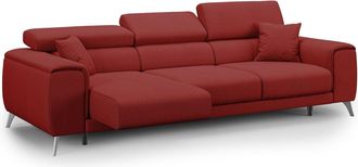 Divani.Store Fusion Sof&aacute; Con Asientos Deslizantes En Tela Suave Antimanchas 260 Cm Rojo