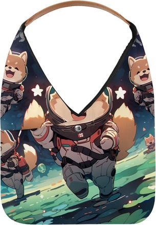 Generic Cute Space Dog Reusable Lightweight Grocery Bags - Foldable Into Compact Pouch, Washable & Sturdy, Multipurpose for Shopping and Travel