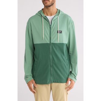 Billabong Abner Colorblock Full Zip Hoodie in Dark Green at Nordstrom Rack, Size Medium