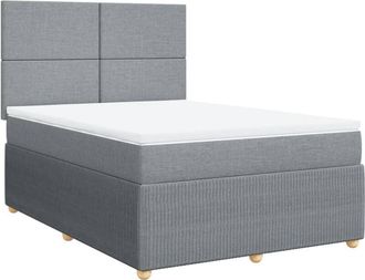 vidaXL Vidaxl - Cama Box Spring Con Colch&oacute;n Tela Gris Claro 140x200 Cm