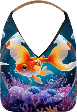 Generic Beautiful Fish Crystal Ball Reusable Lightweight Grocery Bags - Foldable Into Compact Pouch, Washable & Sturdy, Multipurpose for Shopping and Travel