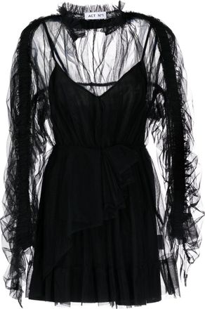 ACT N&ordm;1 tulle-panels mini dress - women - Polyamide - 36 - Black