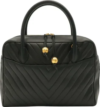 Chanel Black Leather Handbag Tote Bag (Pre-Owned)