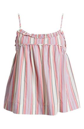 Damson Madder Flynn Ruffle Neck Organic Cotton Camisole in Pink at Nordstrom, Size 16 Us