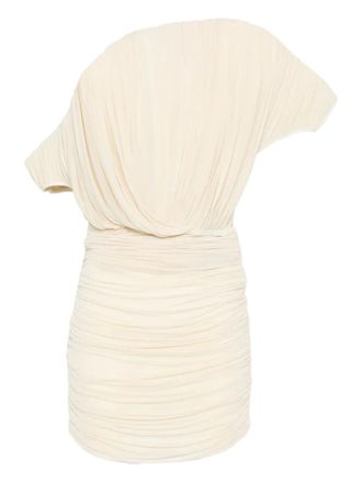 Magda Butrym draped pleated mini dress - women - Cupro/Elastane - 38 - Neutrals