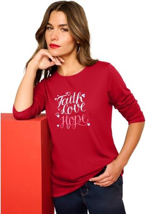 Roaman's Plus Size Graphic Long Sleeve Tee in Classic Red Love at Nordstrom, Size 32