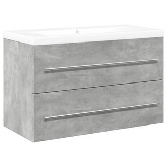 Berkfield Home 2 Piece Bathroom Furniture Set Concrete Grey Engineered Wood