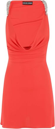 DAVID KOMA Orange Jeweled Mini Dress