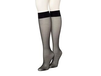 Hue Womens Sheer Knee Hi Socks 2 Pair Pack (Black) Dress Socks Sock