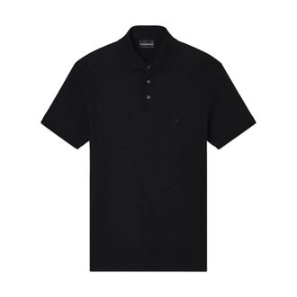 Emporio Armani Polo Shirts, male, Black, Size: XL Regular-fit Piqu&eacute; Polo
