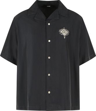 Amiri Black Lasso Contrast Stitch Polyester-Blend Shirt