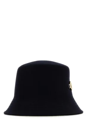 Valentino Garavani Womens Midnight Blue Felt Bucket Hat Bluoro Cappelli E Fasce Per Capelli