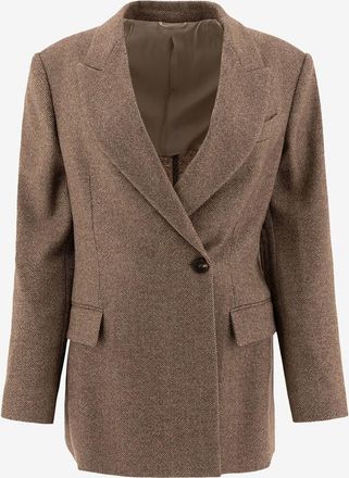 Brunello Cucinelli Blazer mit Fischgr&auml;tenmuster aus kardierter Wolle Monile
