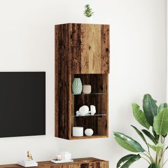 Berkfield Home TV Cabinet with LED Lights Old Wood 40, 5x30x102 cm in Brown | Size: 5 x 30 x 102 cm