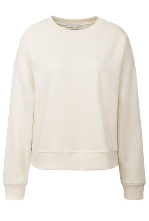 Bugatti Sweater BUGATTI, Damen, Gr. M, beige (ecru), 65% Baumwolle, 35% Polyester, unifarben, normal, Rundhals, normaler Saum, Sweatshirts Sweater, mit Logo a