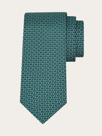 Ferragamo Men Gancini print silk tie Green