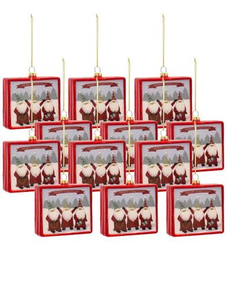 Melrose International Set Of 12 Gnome Merry Christmas Ornament