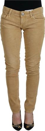 Acht Corduroy Broek met Lage Taille - Dames - Slim Fit Broeken - Bruin - W26 - Katoen - Broeken