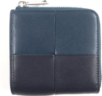 Bottega Veneta Black Navy Intrecciato Wallet (Bi-Fold) (Pre-Owned)