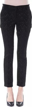 Byblos Zwarte Acryl Slim Fit Broek met Patronen - Dames - Slim Fit Broeken - Zwart - XS - Broeken