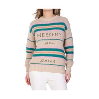 Max Mara Rondgebreide trui - Dames - Ronde hals truien - Veelkleurig - S - Truien & Vesten