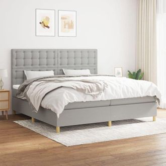 vidaXL Vidaxl - Cama Box Spring Con Colch&oacute;n Tela Gris Claro 200x200 Cm