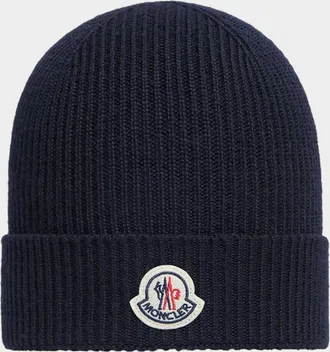 Moncler Men & apos;s Logo Emblem Wool-Knit Beanie Hat