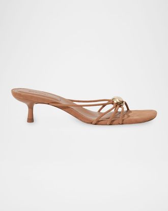 SIMKHAI Amaya Strappy Suede Kitten-Heel Sandals