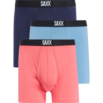Saxx Assorted 3-Pack Vibe Super Soft Slim Fit Boxer Briefs in Pink/Wasked Blue/Martme Blue at Nordstrom Rack, Size Xx-Large