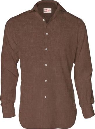 MC2 Saint Barth Pamplona Shirt - Heren - Casual Overhemden - Bruin - M - Linnen - Overhemden