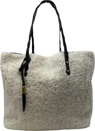 Kempton & Co. Luxe Shearling Tote In Natural