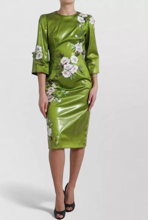 Dolce & Gabbana silk floral-embellished midi dress