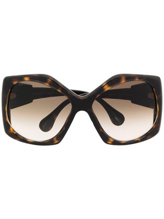 Gucci angular-frame oversized sunglasses - women - Acetate - 62 - Brown