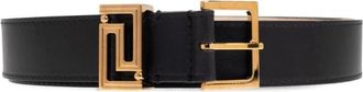 Versace Logo Leren Riem 4 cm - Dames - Riemen - Zwart - 70 CM - Nylon - Accessoires