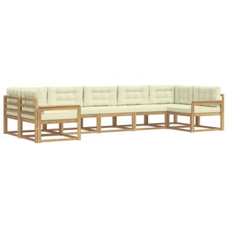 vidaXL Conjunto De Sof&aacute;s De Exterior Con Coj&iacute;n 7 Pcs Blanco Y Crema Vidaxl