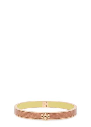 Tory Burch Medium Icon Guilloch&eacute; Enamelled 18kt Gold-plated Bracelet - M