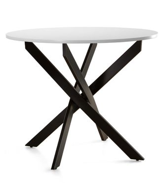 Home Heavenly Home Heavenly - Mesa Redonda Comedor Cocina Blake, Mesa Industrial 90 Cm Di&aacute;metro Con Patas Met&aacute;licas Entrecruzadas. Color: Blanco Pata Negra